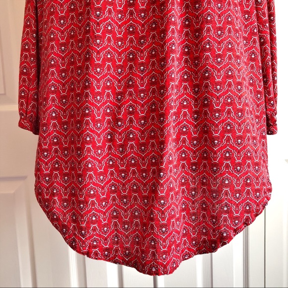 St. John's Bay Red Print Collarless Button Down Shirt 0X - Picture 12 of 12